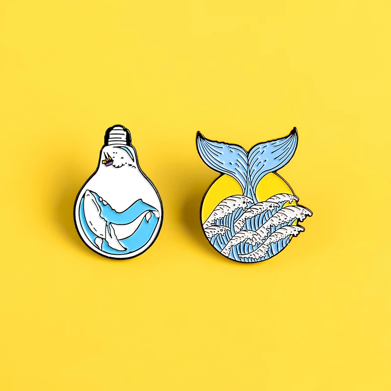 Эмалированная заколка в стиле ловушка лампочке с красивым Китом хвостом