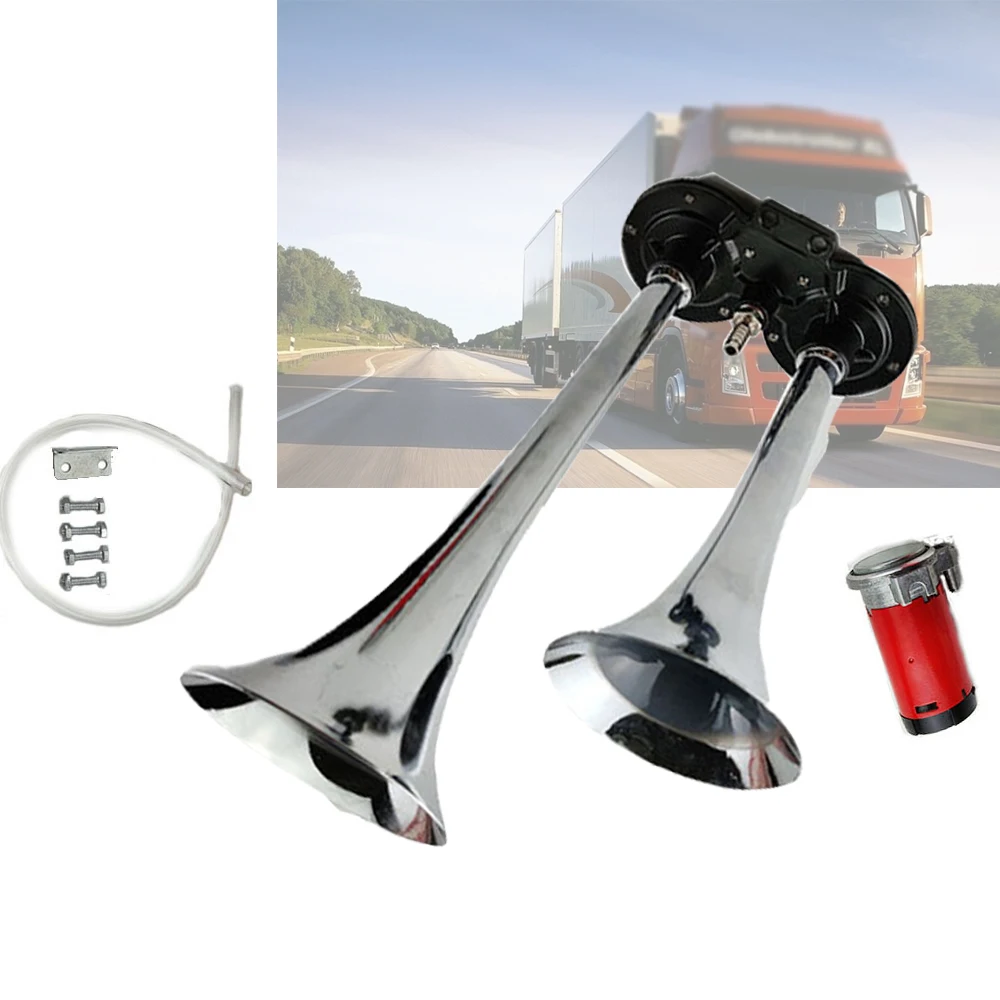 

Супер-Громкий Комплект воздушного гудка с двойной трубой, комплект компрессора для фургона, поезда, грузовика, лодки, дБ, двухцветная труба, ...