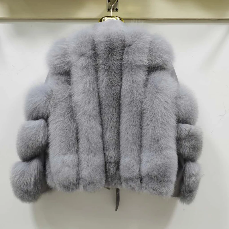 2022 Winter New Fashion Real Fox Fur Coats With Genuine Sheepskin Leather Wholeskin Natural Fox Fur Jacket Outwear Luxury Women