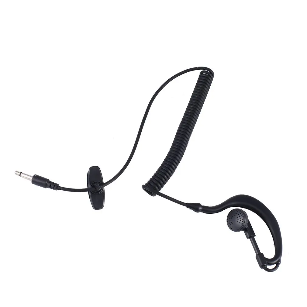3 5 mm single earpiece ear hook earphone with spiral cable walkie talkie headset polices military earphone free global shipping