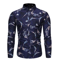 mens long sleeve printed shirt personality fashion slim fit male social dress shirt for men apparel comfort tops s 2xl