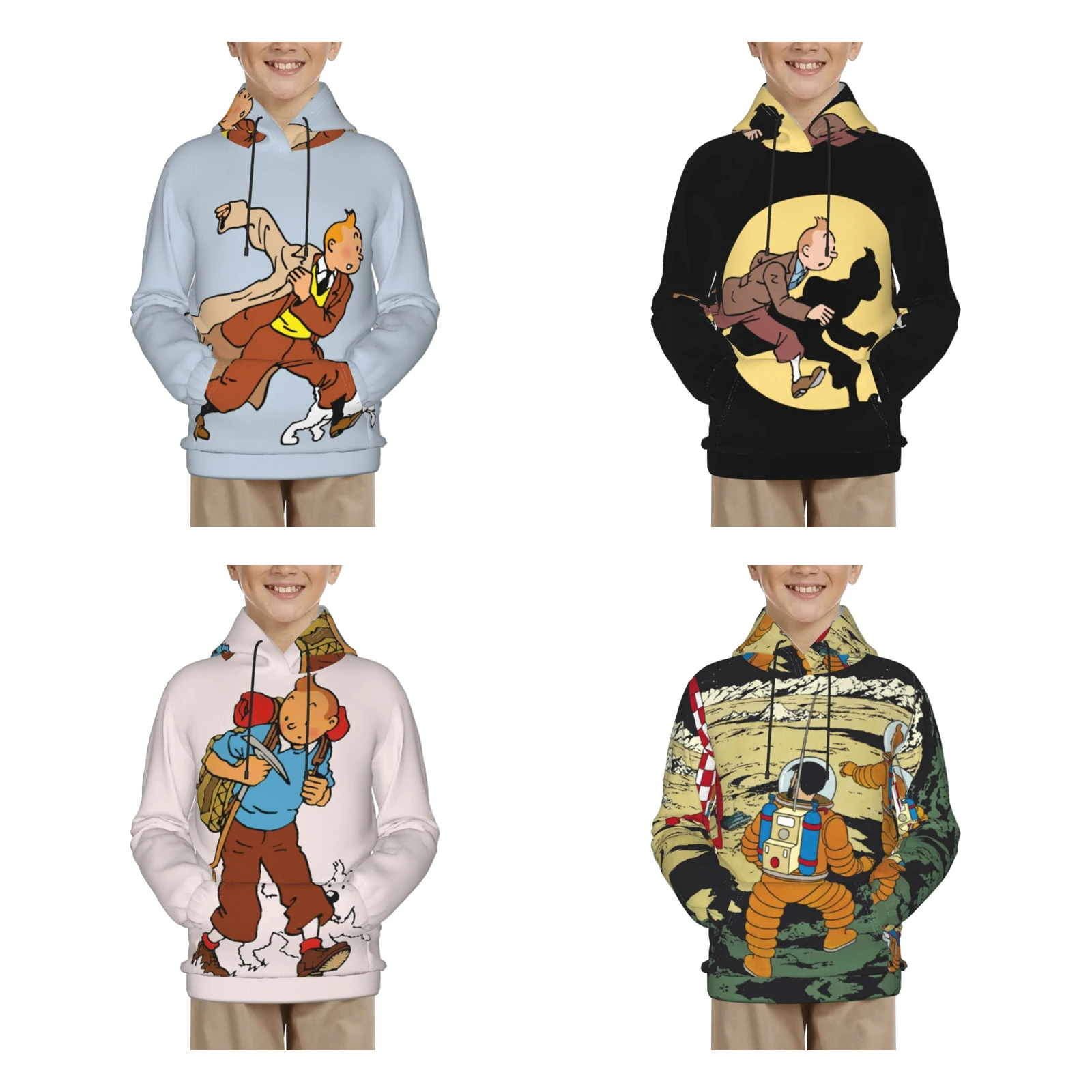 

Классические толстовки с капюшоном The Adventure Of Tintin Свитшот «Юность», мягкий пуловер, Флисовая теплая пушистая Повседневная одежда на толстов...