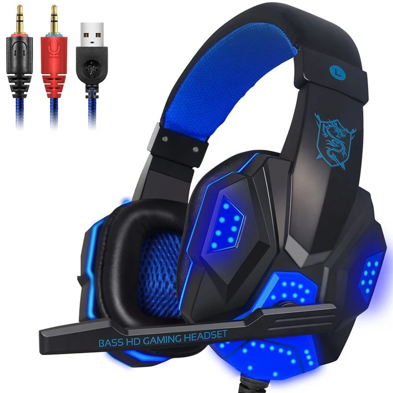 

LED Lights Gaming Headset for PS4 PC Xbox one Stereo Surround Sound Noise Cancelling Wired Gamer Headphones With Mic auriculares