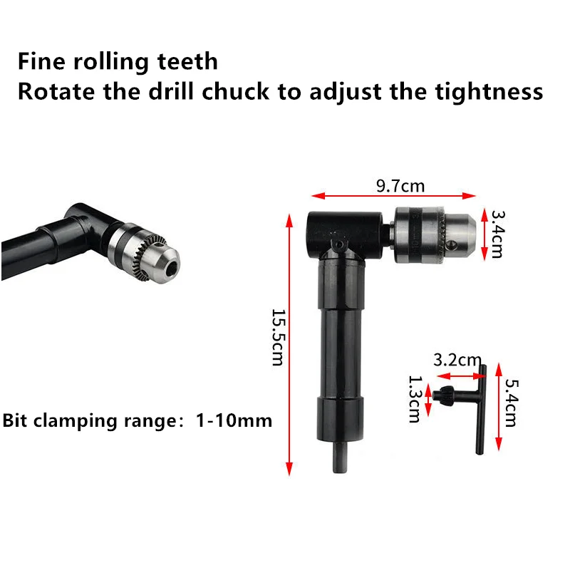 

90 Degree Right Angle Electric Drill Three-jaw Clamp Corner Multi-purpose Alloy Electric Right Angle Drill
