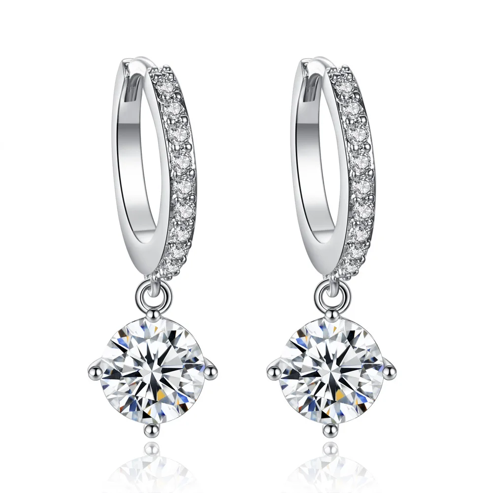 

Devyes 925 Sterling Silver OL Style Round Zirconia Hoop Earrings For Women Party Gold Rose Color Wedding Fine Jewelry Gift