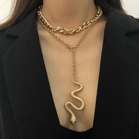 kmvexo cuban chain snake necklace for women big animal pendant necklace goth trendy female punk hip hop jewelry collier femme