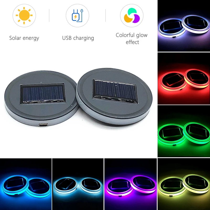 2 шт./компл. Универсальный светодиодный декоративный коврик для подстаканника в