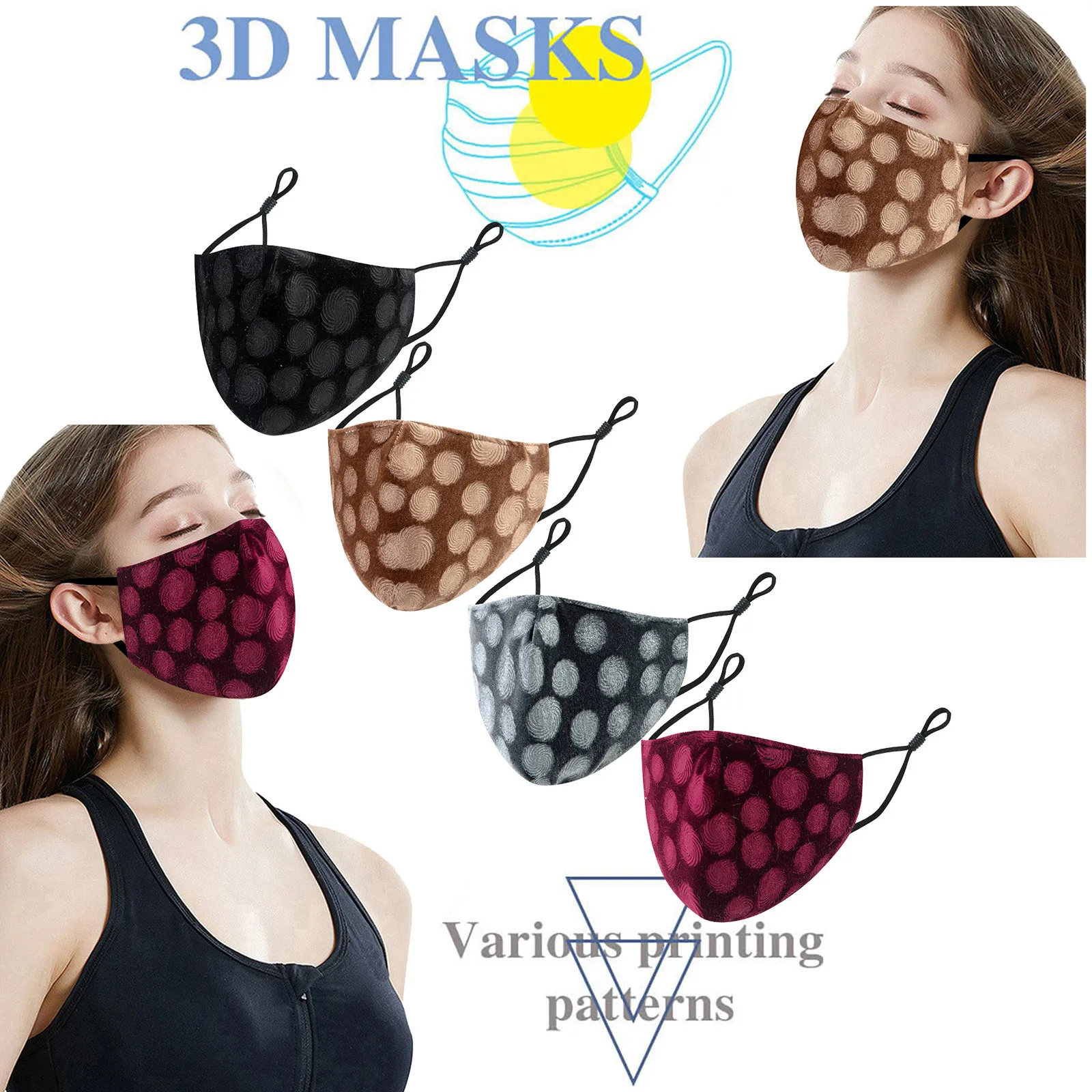 1/комплект из 4 предметов модный принт маски для лица дышащая Защитная крышка