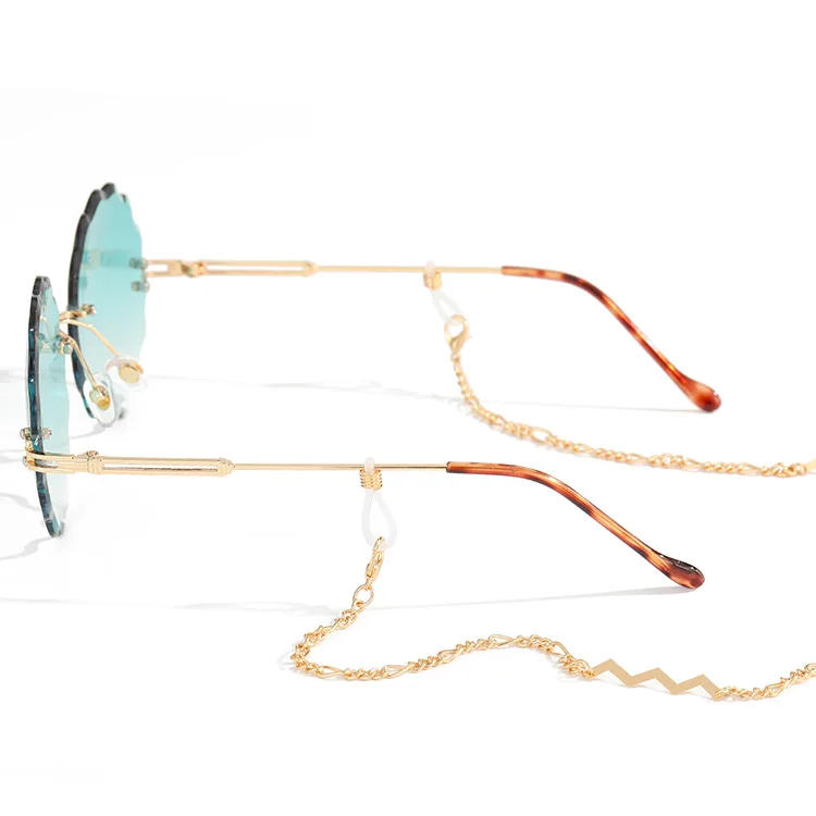 

2021 панк Солнцезащитные очки в металлической оправе с металлическими цепочками Женская Золото Цвет шею шнур цепочка для очков для чтения ре...