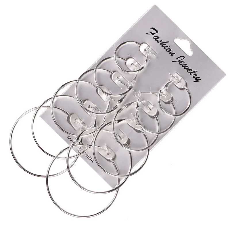 

12 Pairs Hoop Earrings Set Big Circle Earring Fashion Jewelry for Women Girls Steampunk Ear Clip korean Earrings 2020