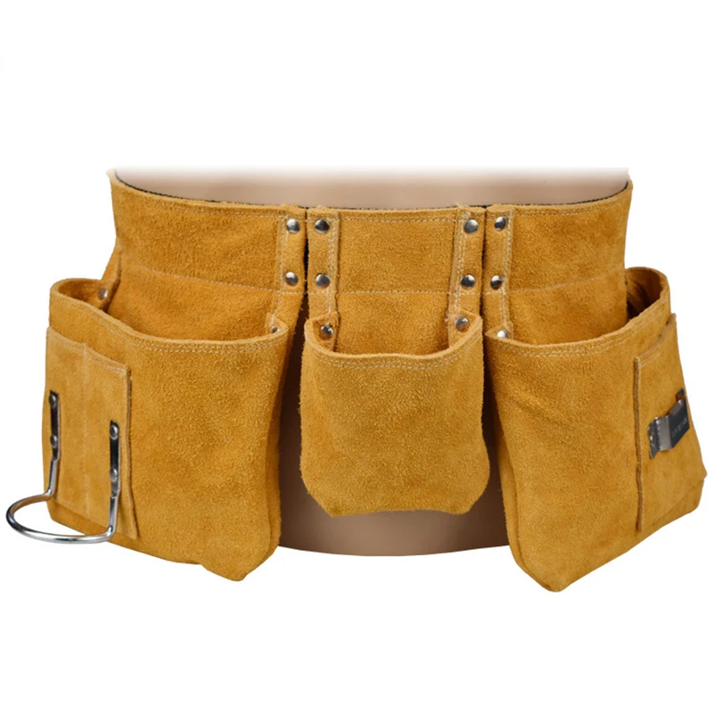Pаспродажа Замшевая поясная сумка из воловьей кожи для инструментов и садоводства, утолщенная износостойкая безопасная Многофункциональная Кожаная ...