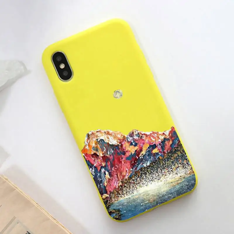 

LVTLV Hand Painted Landscape Phone Case Soft Solid Color for iPhone 11 12 13 mini pro XS MAX 8 7 6 6S Plus X XR