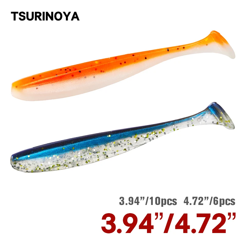 

TSURINOYA Soft Lures T Tail Worm 3.94in 4.72in Artificial Soft Silicone Baits For Bass Carp Fishing Wobblers Add Fishy Odor