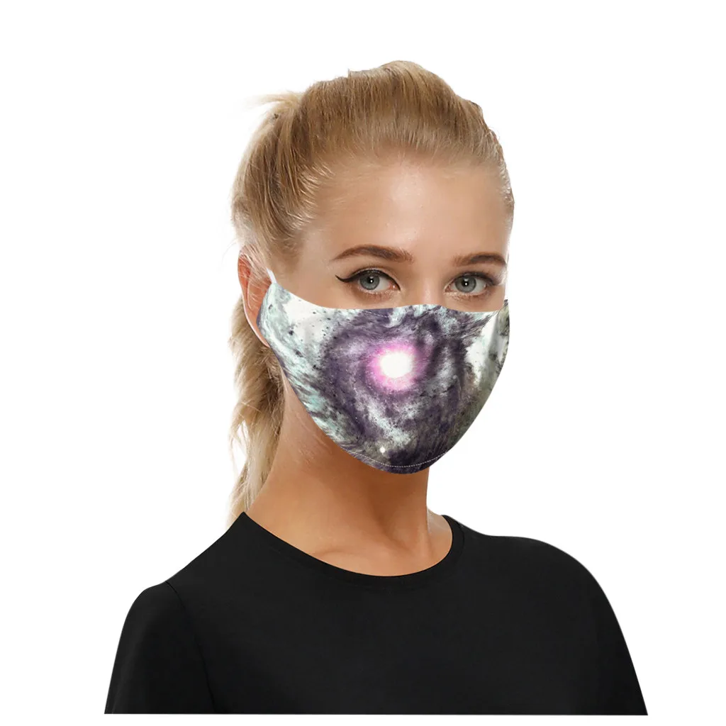 

5pc Dazzling Starry Sky Print Men Women Mouth Masks For Dust Protection Face Mask Washable Earloop Mask Adult Face Mask Cover