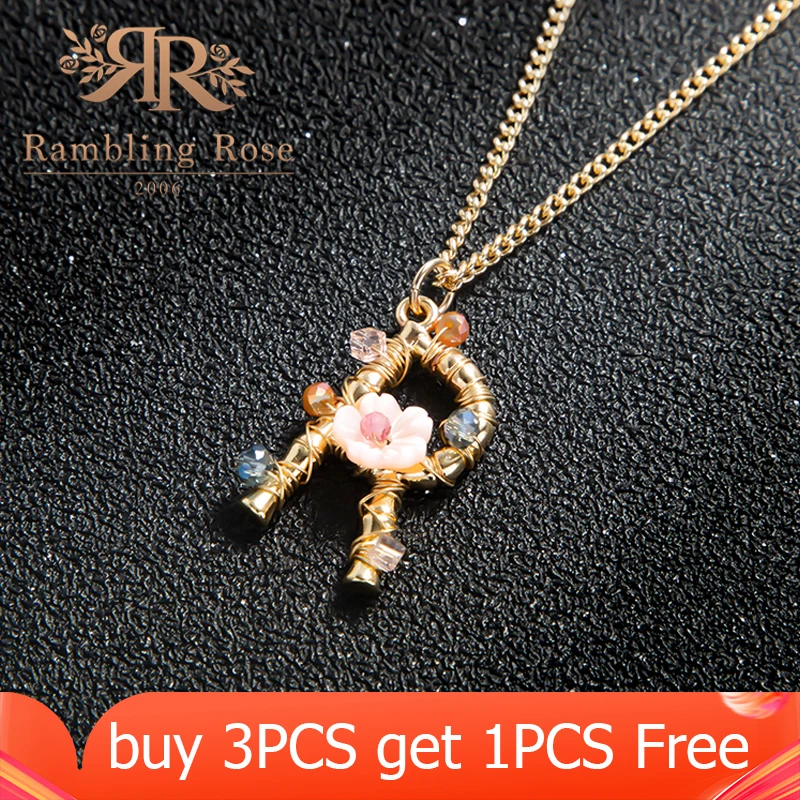 Новинка 2021 женское ожерелье 26 A-Z буквы английского алфавита подвеска с цветком