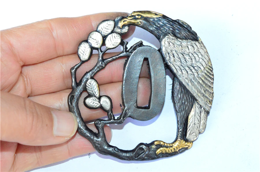 Набор медных изделий ручной работы золотой и серебряный Страж Tsuba menumi Fuchi Кашира