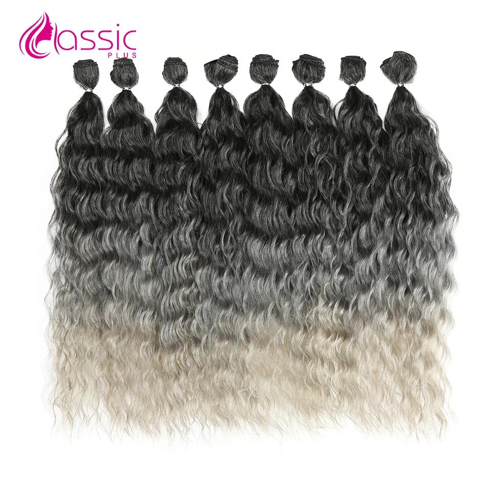 

Curly Hair Bundles With Closure 9 Bundles Gray Ombre Colored Hair Extensions 20 Inch Water Wave Hair Bundles With Lace Closure
