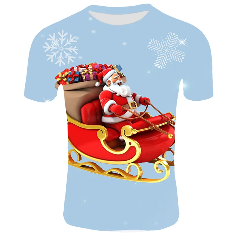 

2021 summer fashion new men's t-shirt shirt polo shirt tops Christmas snowman Santa Claus Elk element clothing wholesale customi
