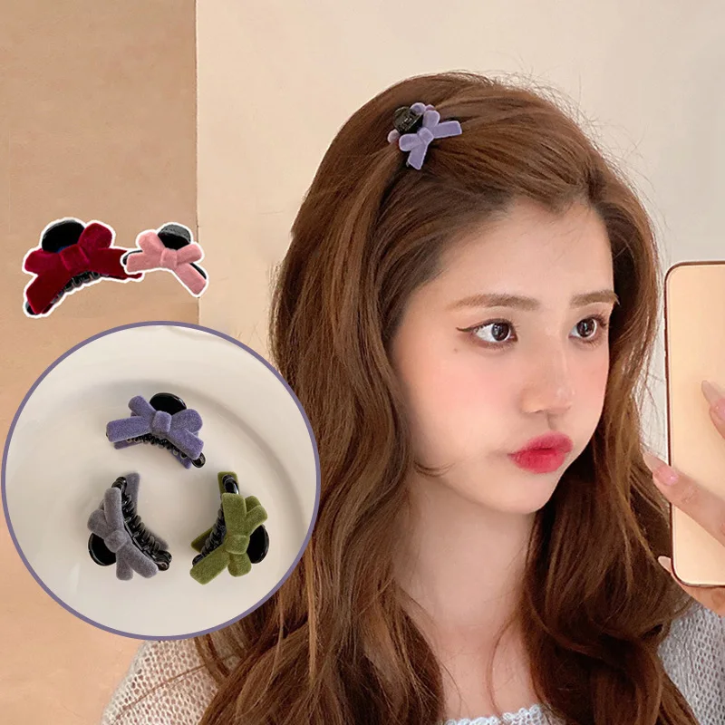 

New Velvet Bow Hair Claw Sweet Hair Clips Bowknot Hair Clamps Barrettes Styling Tools Women Girls Fashion Hair Accessories Gifts