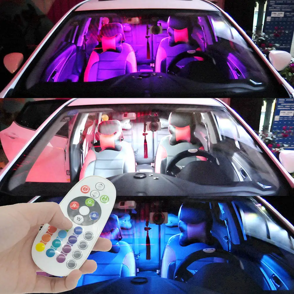 T10 RGB 5050 12SMD Автомобильный светодиодный пульт дистанционного управления Rgb Светодиодная панель для автомобиля интерьер Авто светильник s чтение купол фестон BA9S адаптер DC 12v светильник
