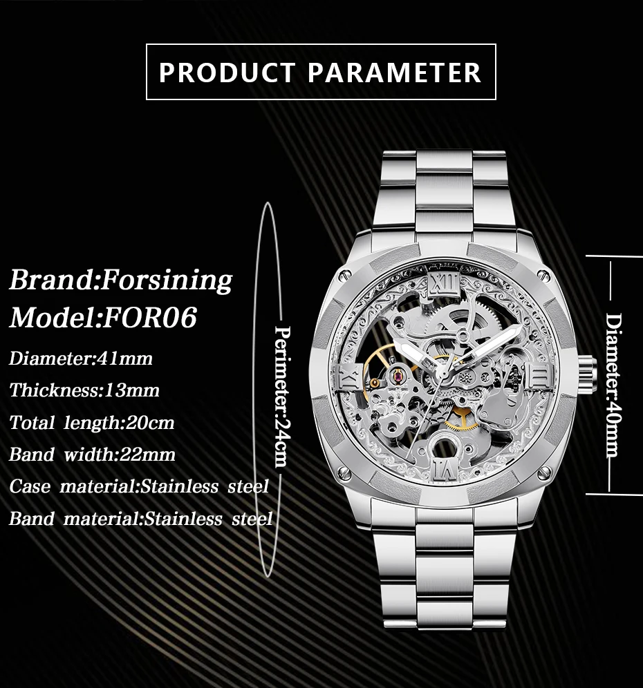 Часы наручные Forsining Мужские автоматические брендовые Роскошные