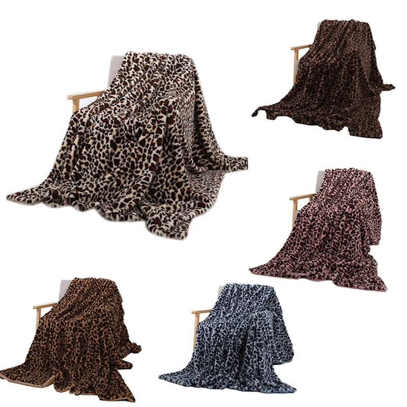 Флисовое одеяло из искусственного меха леопардовая шерпа плюшевые одеяла зимнее