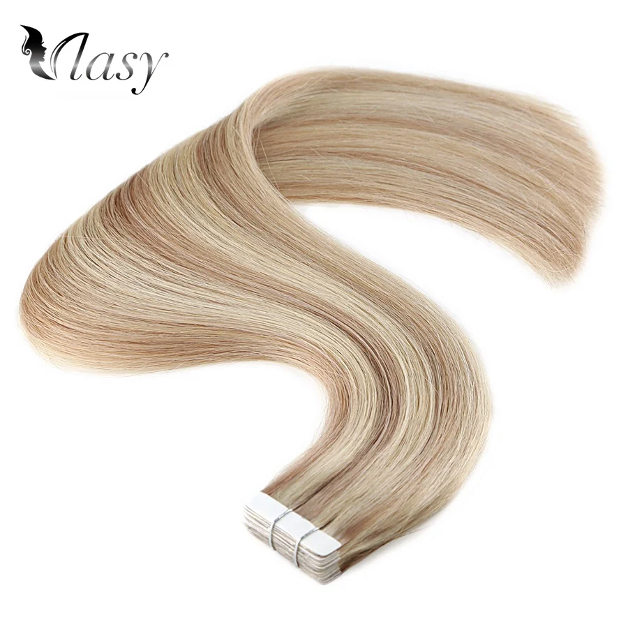 P18K-613 Vlasy 16 ''20'' 24 ''Волосы Remy на ленте для наращивания, цвет пианино, прямые волосы с двойным нарисованным плетением, клейкая лента для наращивания - Цвет: P18K-613