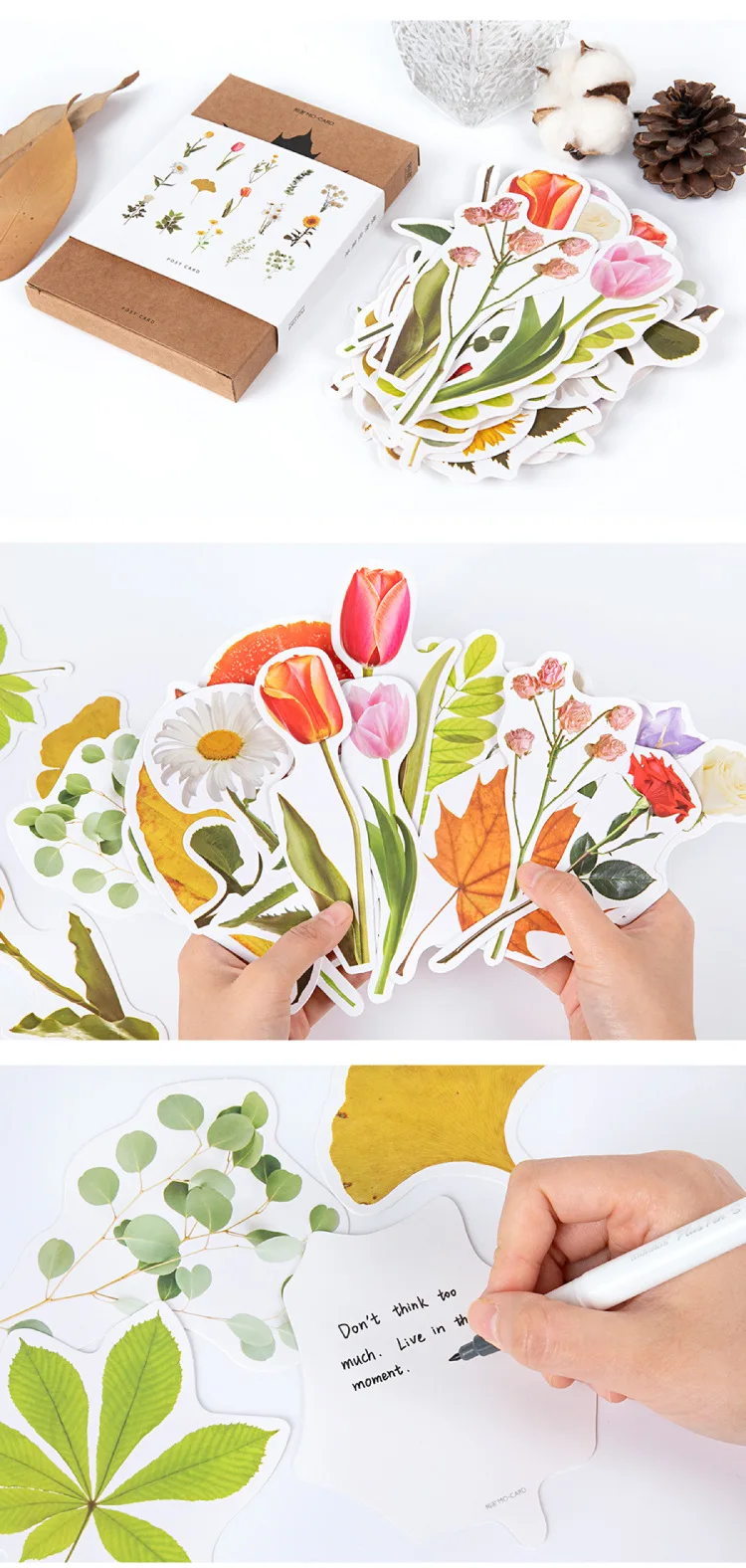 Стильные открытки с натуральными цветами и листьями 30 шт. многофункциональные