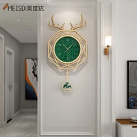 meisd epoxy resin wall clock pendulum modern deer watch decor green horloge living room home interiors decoration free shipping