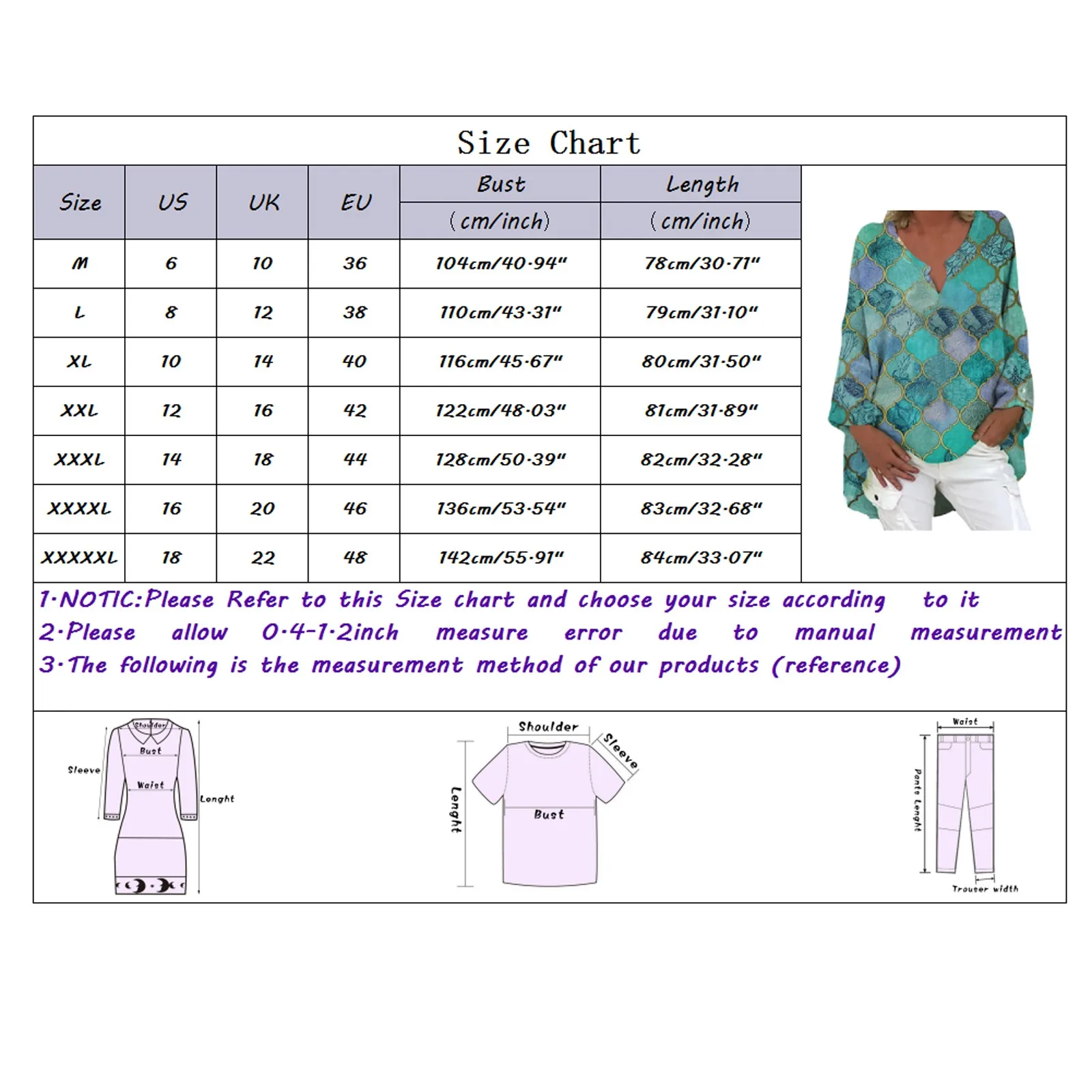 

t shirts plus size cotton women Plaid Geometric Print V-Neck Casual Long-Sleeve Top ropa de mujer tallas extra grandes verano#40