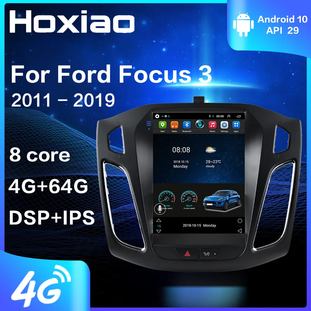 Автомагнитола мультимедийный видеоплеер для Ford Focus 3 Mk 2011 2019 стиля Tesla GPS навигация