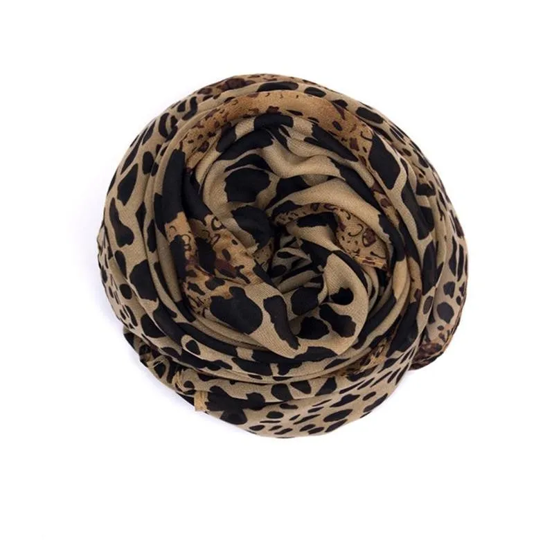 

150x48cm Women Leopard Chiffon Scarf Shawls Soft Wrap Shawl Silk Chiffon Scarves Female All-match Party Accessories Gifts