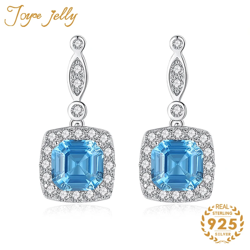 JoyceJelly Trendy 925 Sterling Silver Women Drop Earrings Jewelry Aquamarine Gemstone Fine Wedding Gift Wholesale | Украшения и