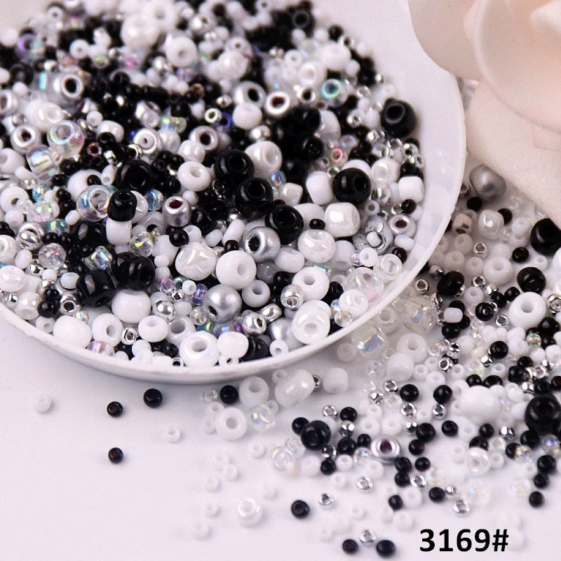

500Pcs Mixed Glass Seed Beads 10g Black White Gray Spacer Bead For Necklace Bracelet Diy Jewelry Making Garment Sew Accessories