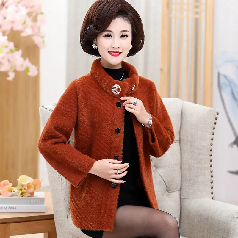 Осень зима 2019 Женское пальто из искусственного меха норки для женщин среднего