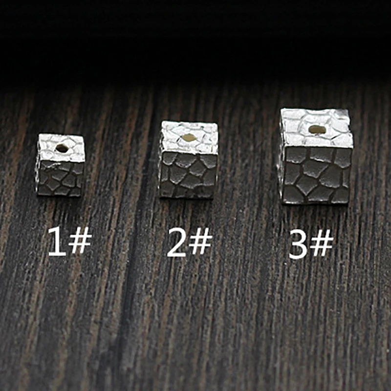 925 Sterling Silver Color Cubic Geometric Scattered Beads 6 8 10mm Charm Beads Fit Bracelets Jewelry Making Square Accessories