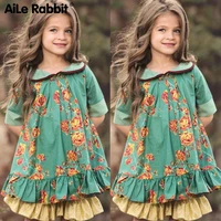 2019 girls fashion floral dress british style ins popular childrens clothing for 3 12 year old girls boutique brand apparel