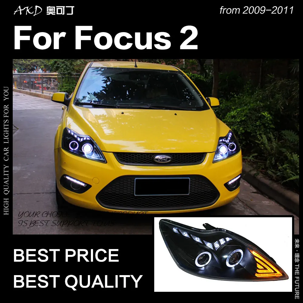 АКД стайлинга автомобилей для Ford Focus фары 2009 2011 2 светодиодный фар ДРЛ Hid фара