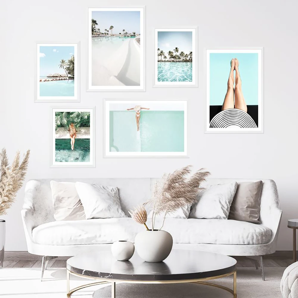 

Island Paradise Tropical Ocean Summer Girl Painting Beach Landscape Poster Canvas Art HD Print Wall Picture Modern Home Decor