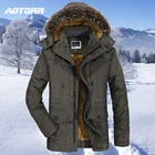 Модное пальто, утепленная куртка, Мужская теплая парка с капюшоном, хлопковое пальто, Мужская Флисовая зимняя ветрозащитная верхняя одежда с меховым воротником, уличное пальто
