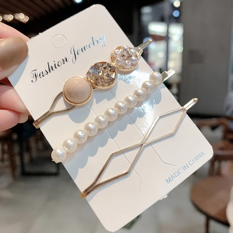 

Korean Style 3pcs/Set Fashion Faux Pearls Barrettes Temperament Sweet Round Beads Hairpins Women Hair Ornaments Accessories