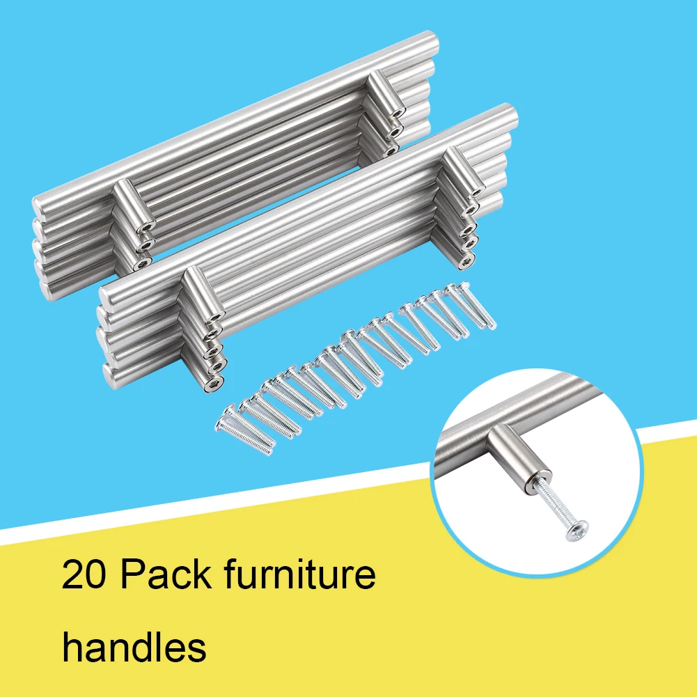 

20pcs T Bar Kitchen Cabinet Door Handle Cupboard Drawer Furniture Handles Pull Urniture Handle Diameter 12mm High Quality