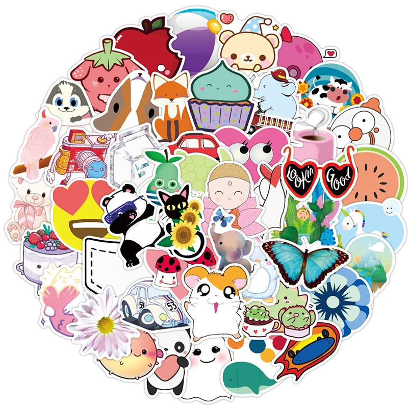 

10/30/50/100PCS Cartoon Cute Animation Stickers Aesthetics Laptop Motorcycle Guitar Phone Bike Car Anime Decal Kid Classic Toy