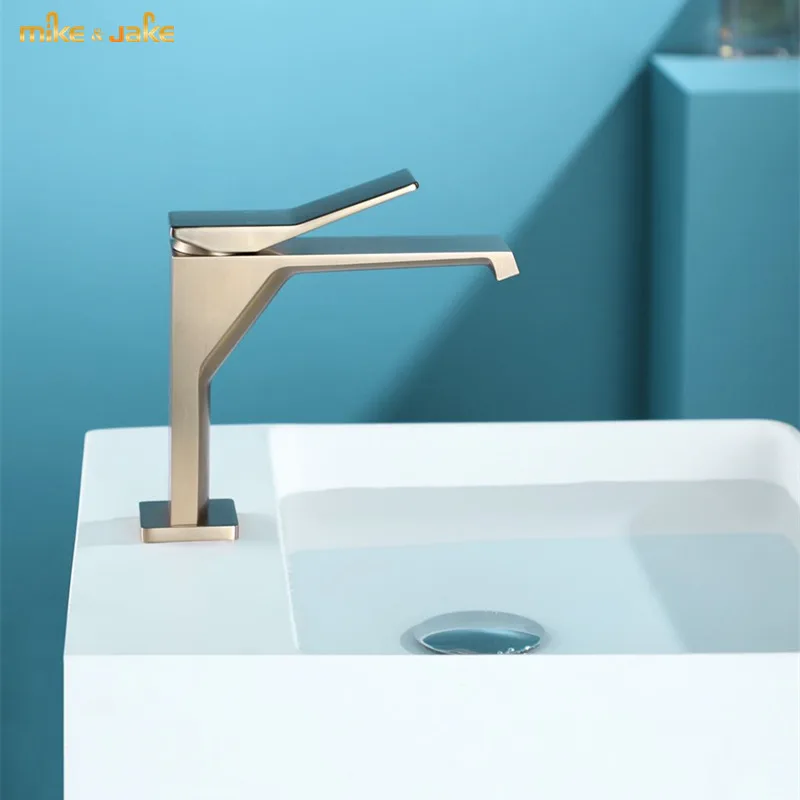 

Матовый золотистый смеситель для ванной комнаты, матовый рандомный смеситель для горячей и холодной воды с одной ручкой, кран для раковины, золотой кран