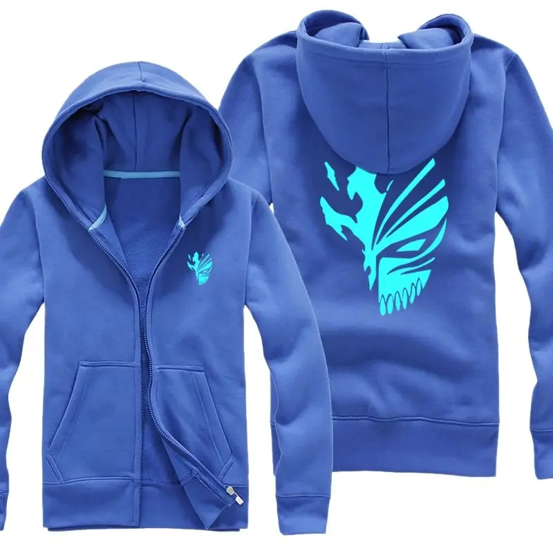 

Unisex BLEACH Kurosaki Ichigo Luminous noctilucent Hooded Hoodie cardigan Jacket Coat