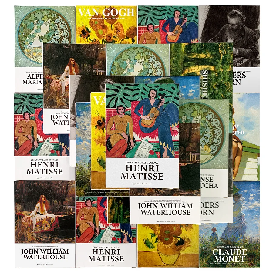 

30 Pcs/Set Art Museum Series Famous Artists English Postcards INS Style Greeting Cards DIY Journal Decoration Gift Card Van Gogh