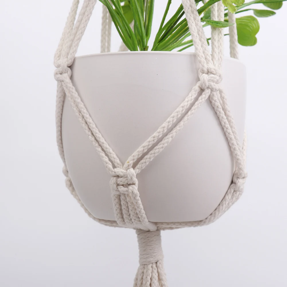 

4pcs Horticultural Flower Pot Net Pocket Hand-woven Cotton Rope Flower Pot Hanging Basket Home Courtyard Garden Decoration