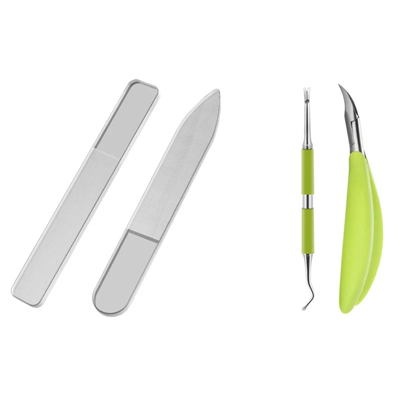

2PC Nano Glass Nail Buffer Durable File & 1set Nippers Stainless Steel Nail Dead Skin Scissors Cuticle Cutters Trimmer
