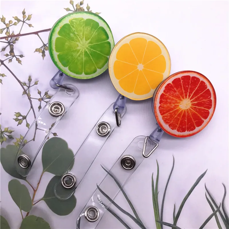 Colorful Cute fruit Retractable Pull Badge ID Lanyard Name Tag Card Holder Reels Key Ring Chain Clips student supplies | Канцтовары для