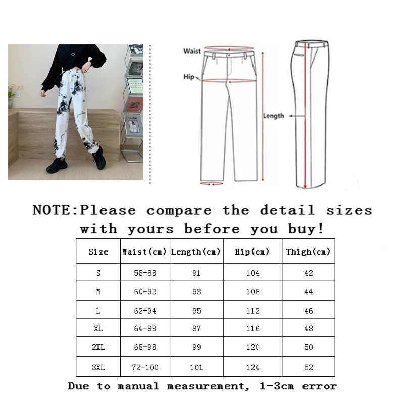 

Sllsky Fashion Tie Dye Women Pants Loose Plus Size High Waist Trousers Female Elastic Waist Lace Up Pencil Pants Sports Pants